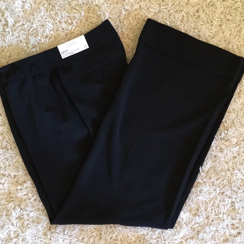 Ann Taylor Loft “Ann” Flare Leg/BootCut Stretch Black Pants Low Rise NWT